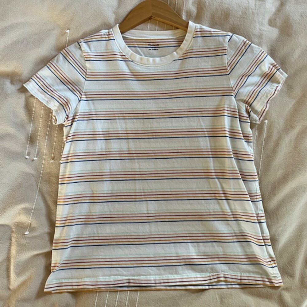 Madewell Boxy Tee with Rainbow Stripes